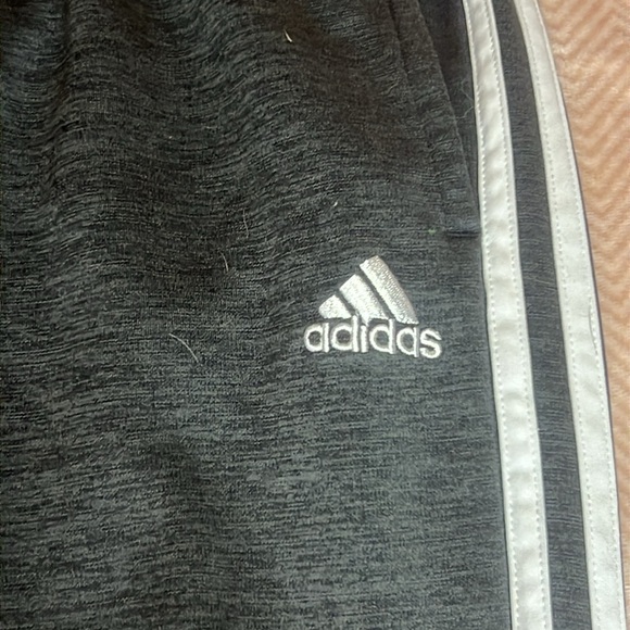 Adidas Pants elastic waist grey with white stripes sz L - Picture 2 of 4